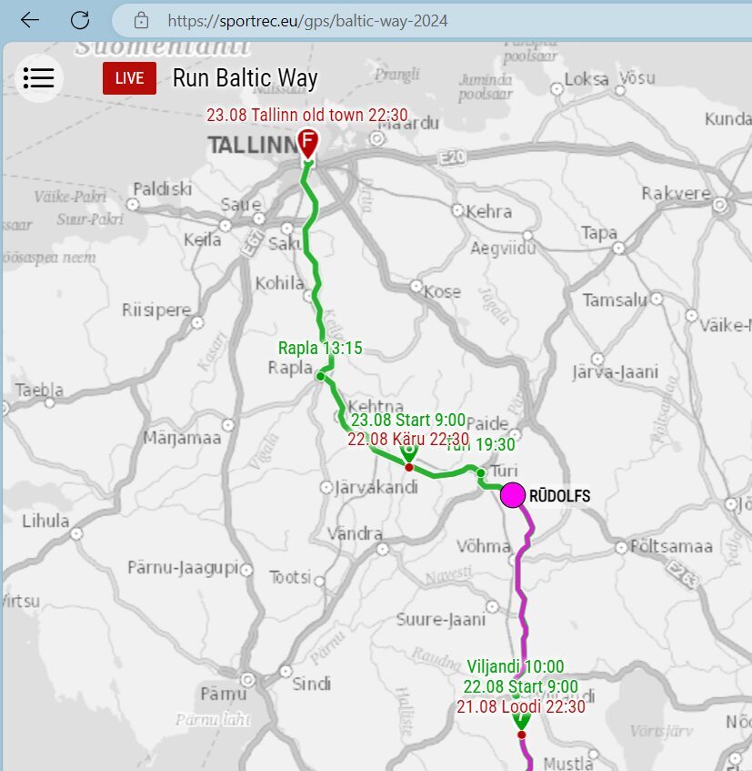 Run the baltic way course - real time